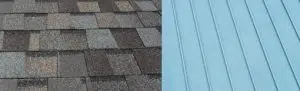 Asphalt shingle roof and metal roof